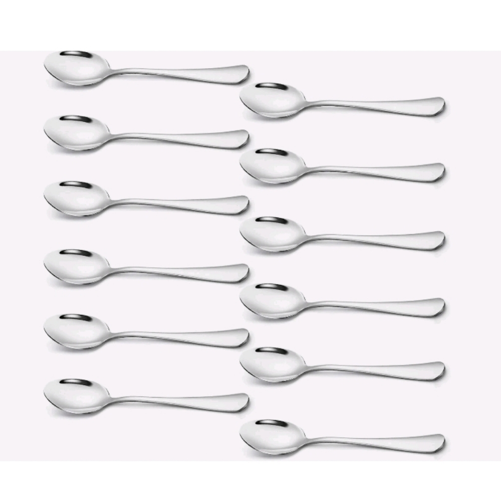 HIWARE 12-Piece Stainless Steel Teaspoons, Silverware Set, Dishwasher Safe